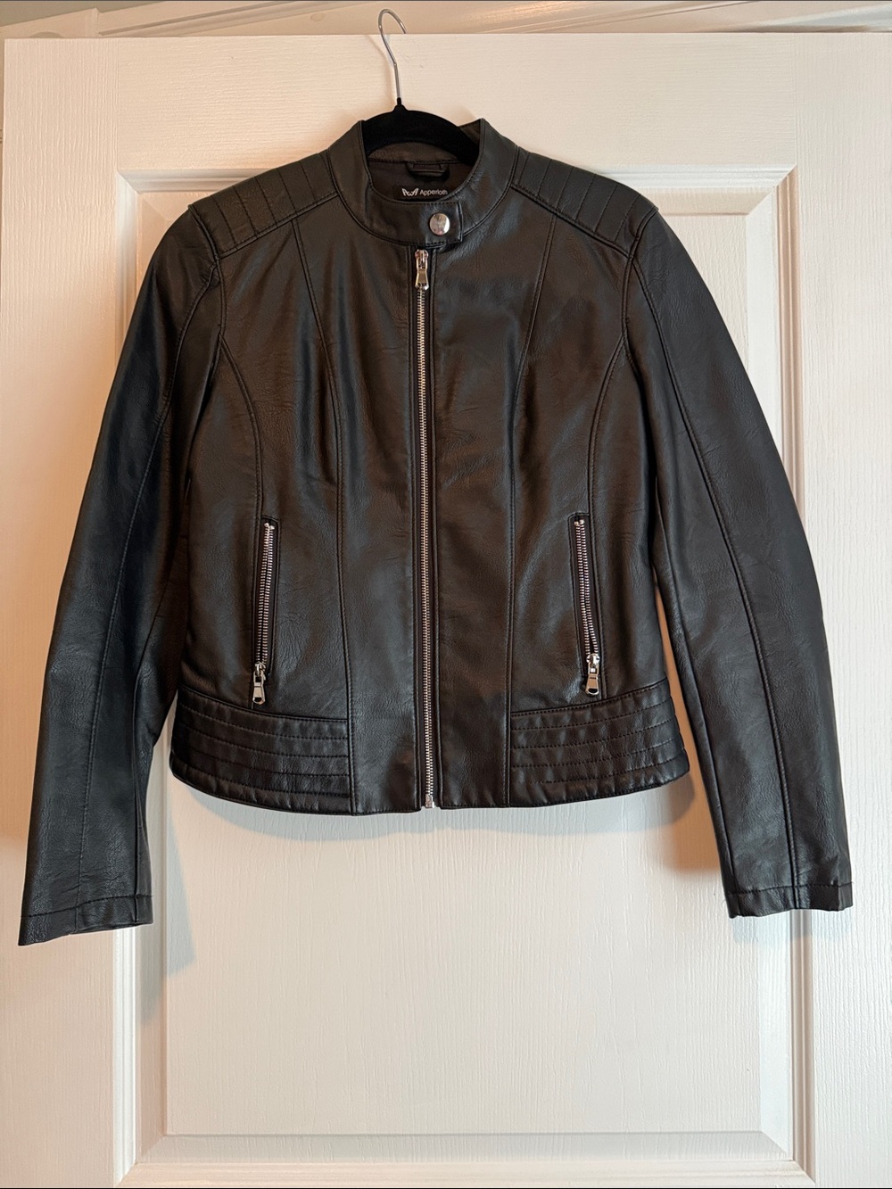 Black Faux Leather Zip-Front Moto Jacket